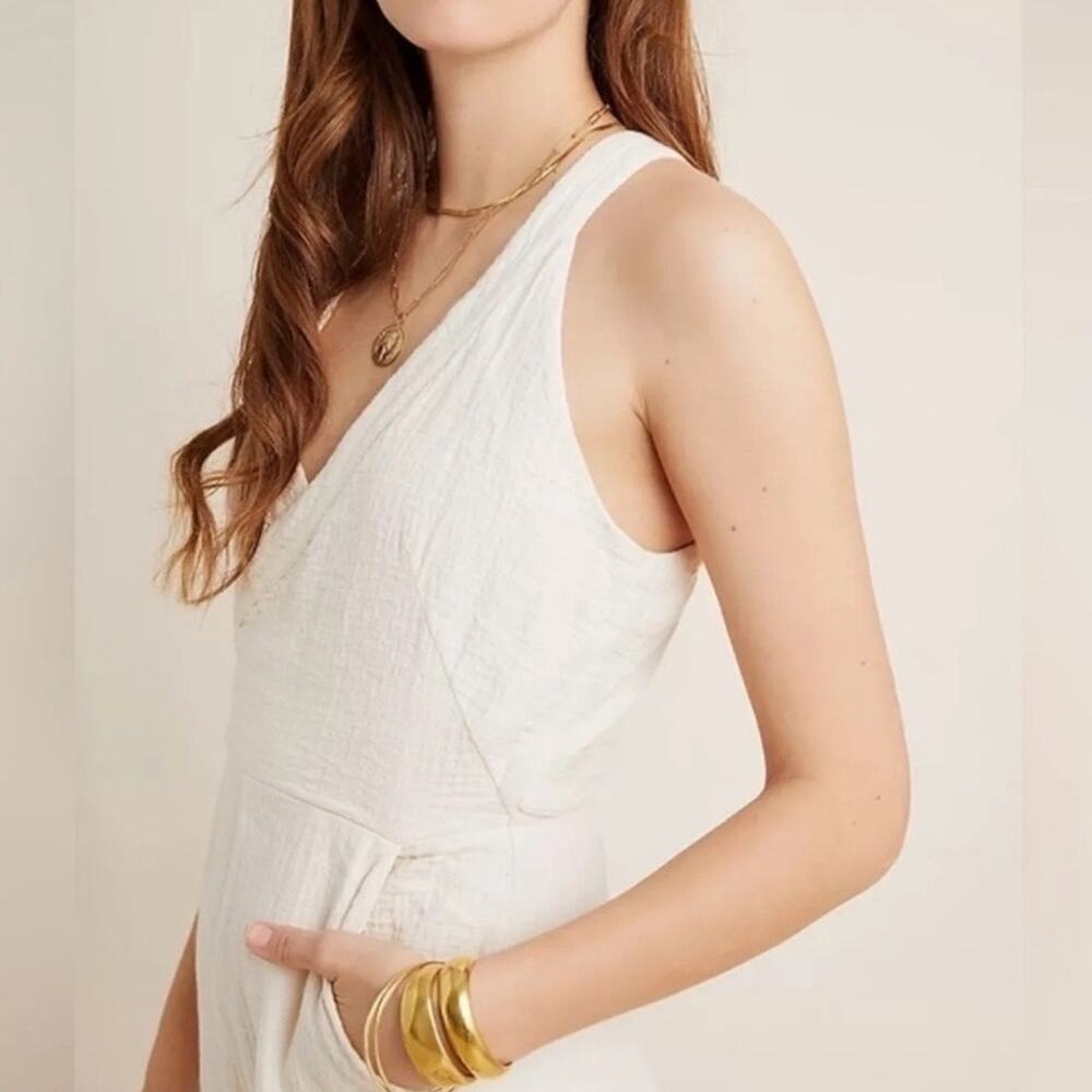 Anthropologie Cream Demi Textured Jumpsuit Sz 12 - Picture 9 of 14